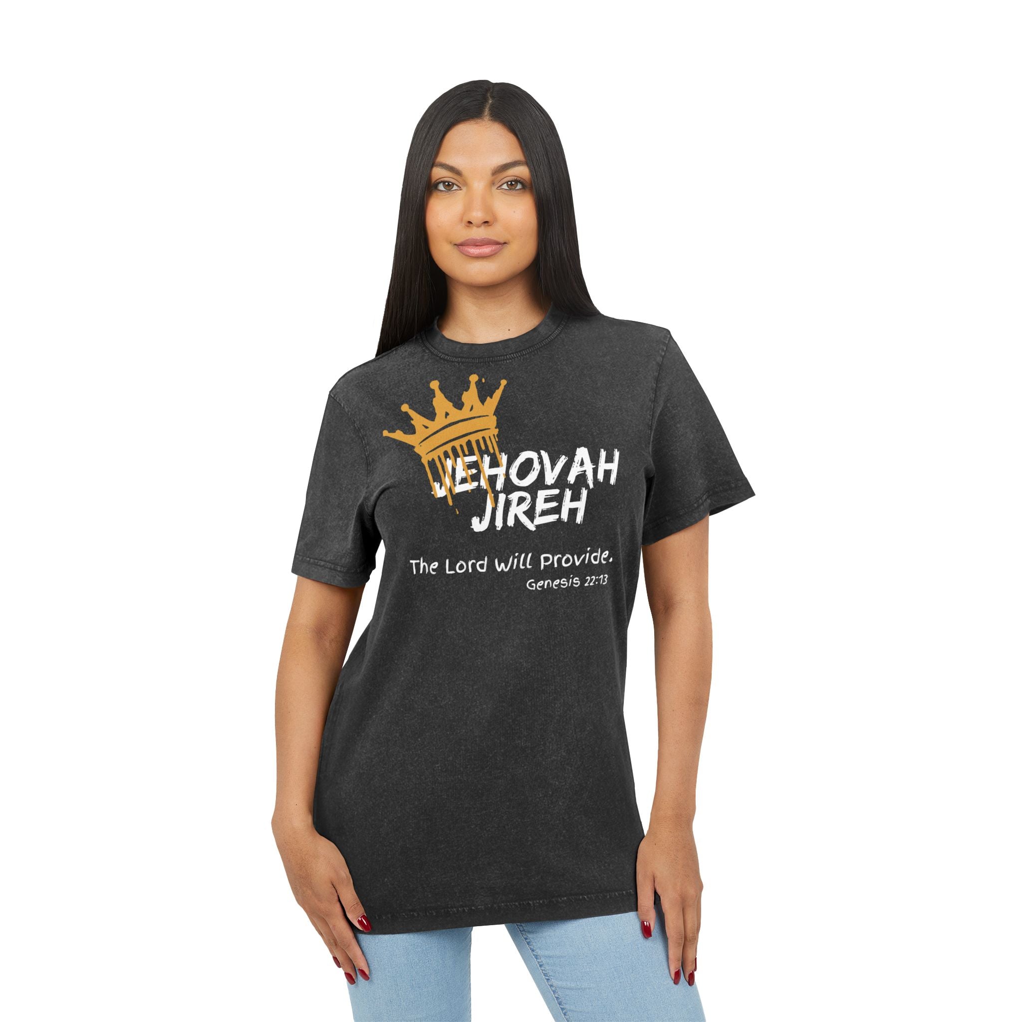 JIREH Acid Washed Round Neck Tee